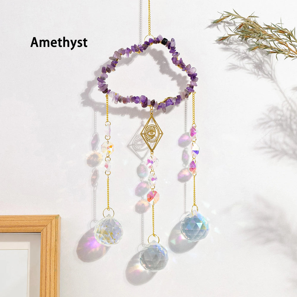 1PC Natural Healing Crystal Pendant Crystal Gravels Cloud Sun Catcher Reiki Gemstone For Home Garden Wedding Garden Decoration