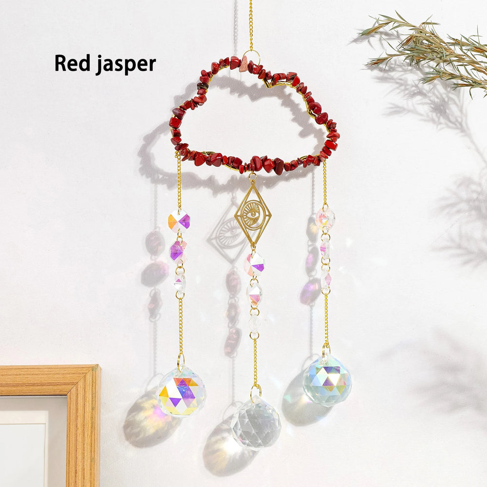 1PC Natural Healing Crystal Pendant Crystal Gravels Cloud Sun Catcher Reiki Gemstone For Home Garden Wedding Garden Decoration