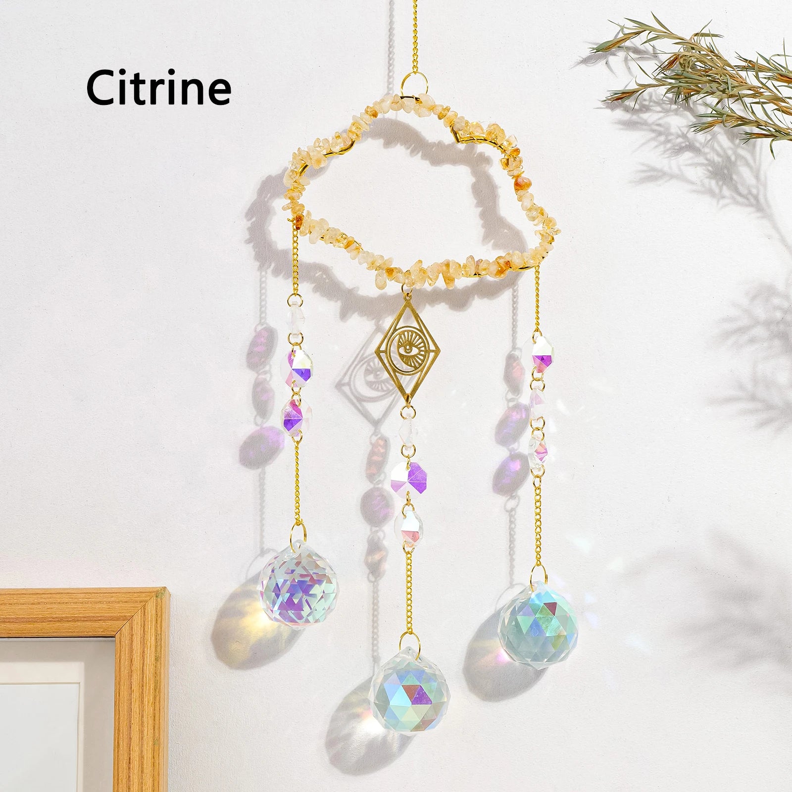 1PC Natural Healing Crystal Pendant Crystal Gravels Cloud Sun Catcher Reiki Gemstone For Home Garden Wedding Garden Decoration