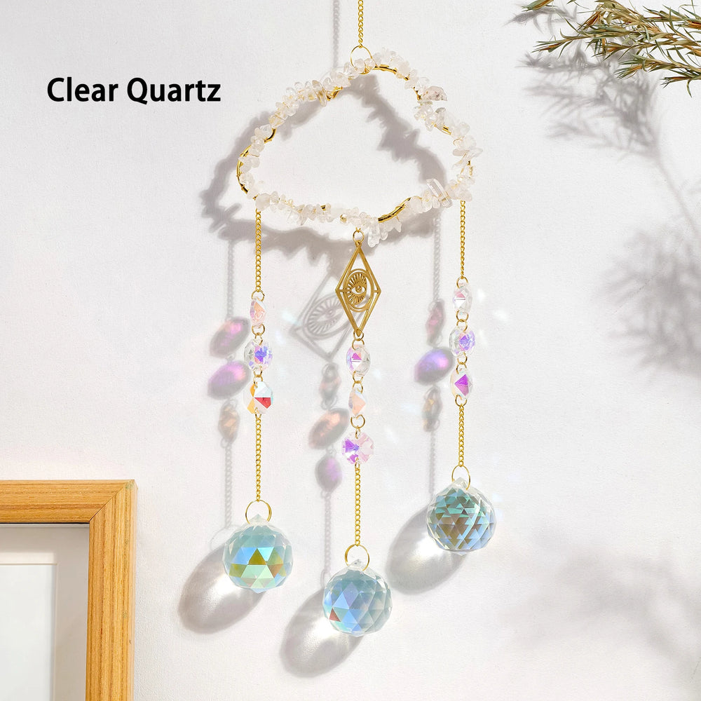 1PC Natural Healing Crystal Pendant Crystal Gravels Cloud Sun Catcher Reiki Gemstone For Home Garden Wedding Garden Decoration