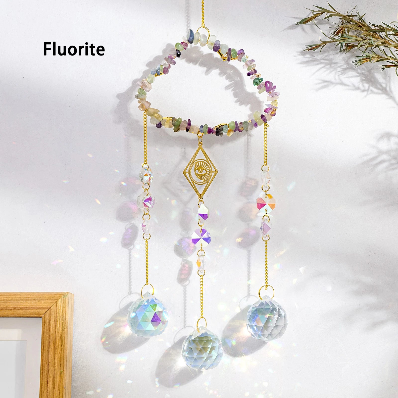 1PC Natural Healing Crystal Pendant Crystal Gravels Cloud Sun Catcher Reiki Gemstone For Home Garden Wedding Garden Decoration