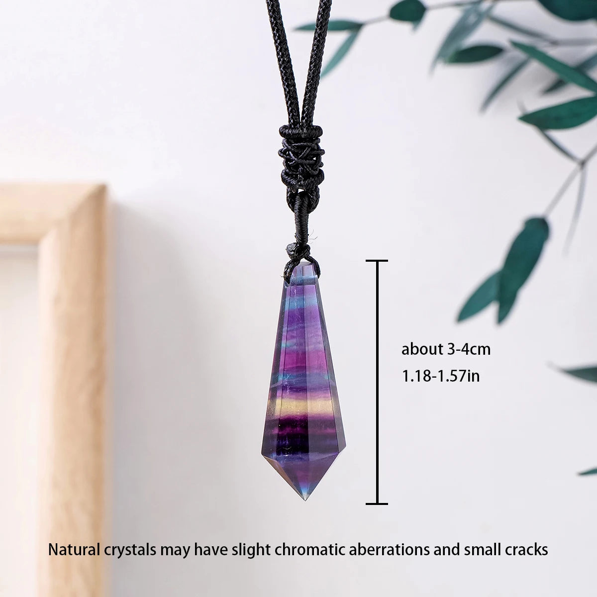 1PC Natural Healing Energy Crystal Stone Rainbow Fluorite Crystal Point Pendant Jewelry Women's Necklace Gift