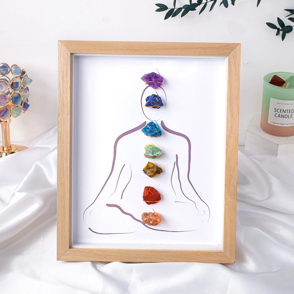 1PC Natural Healing Health Energy Gem Seven Chakra Photo Frame Home Decoration Desktop Decoration Gift