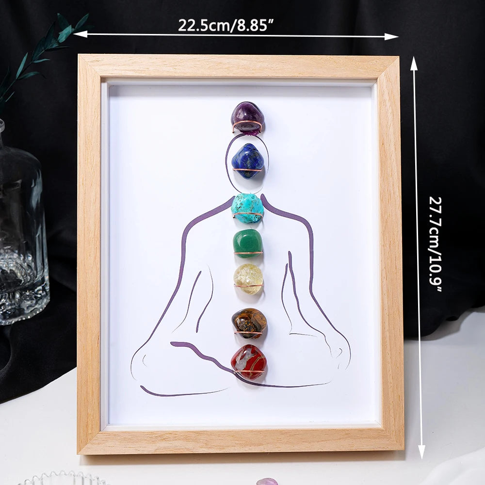 1PC Natural Healing Health Energy Gem Seven Chakra Photo Frame Home Decoration Desktop Decoration Gift