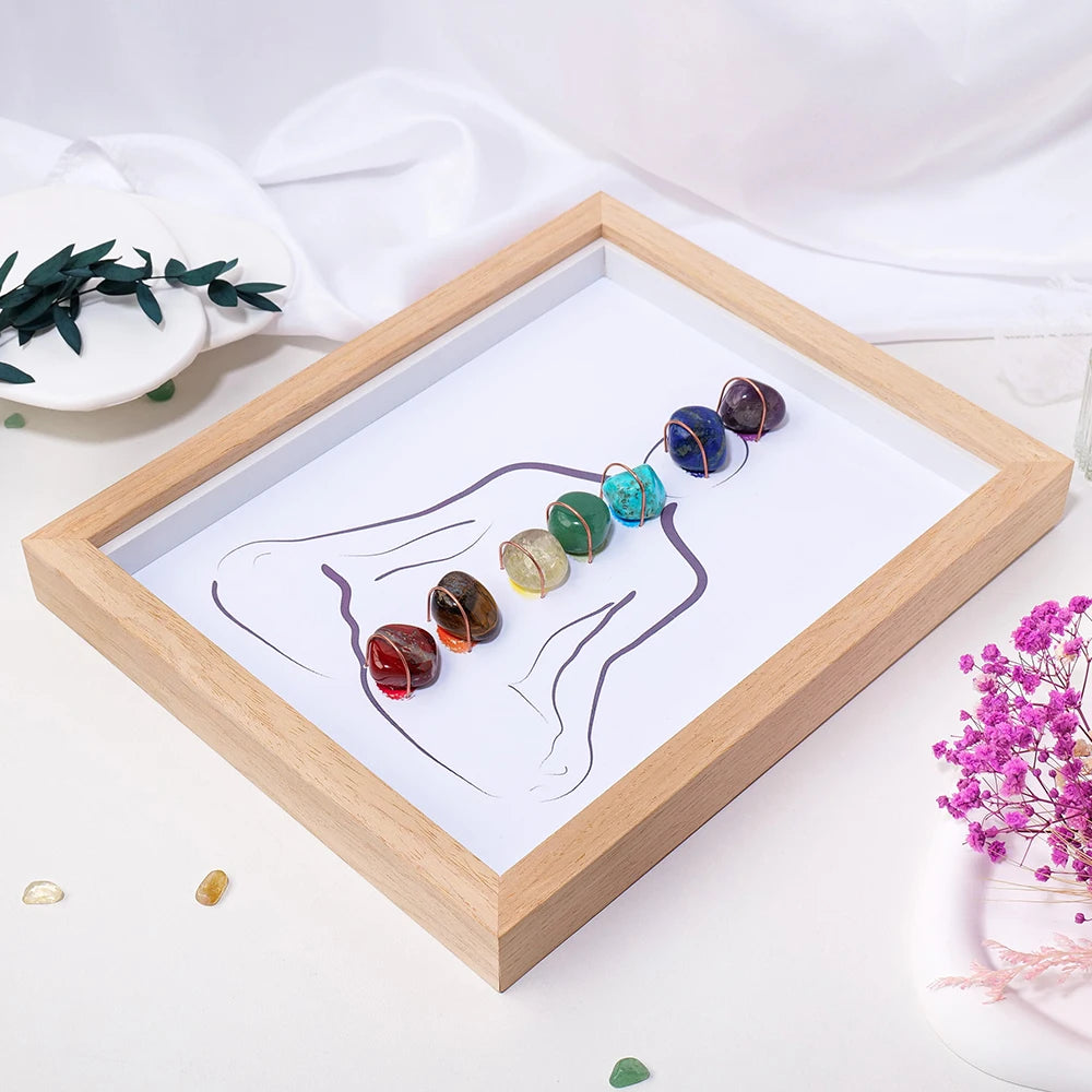 1PC Natural Healing Health Energy Gem Seven Chakra Photo Frame Home Decoration Desktop Decoration Gift