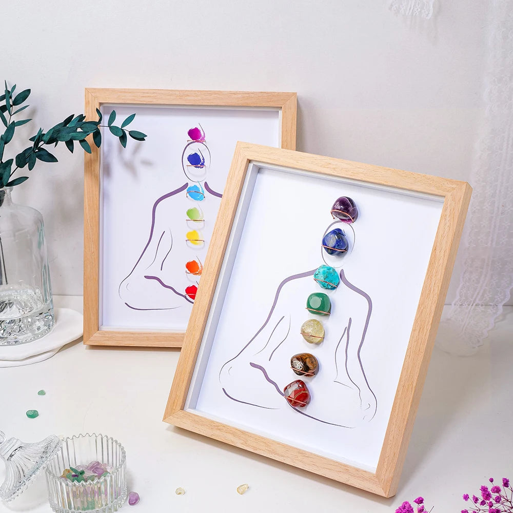 1PC Natural Healing Health Energy Gem Seven Chakra Photo Frame Home Decoration Desktop Decoration Gift