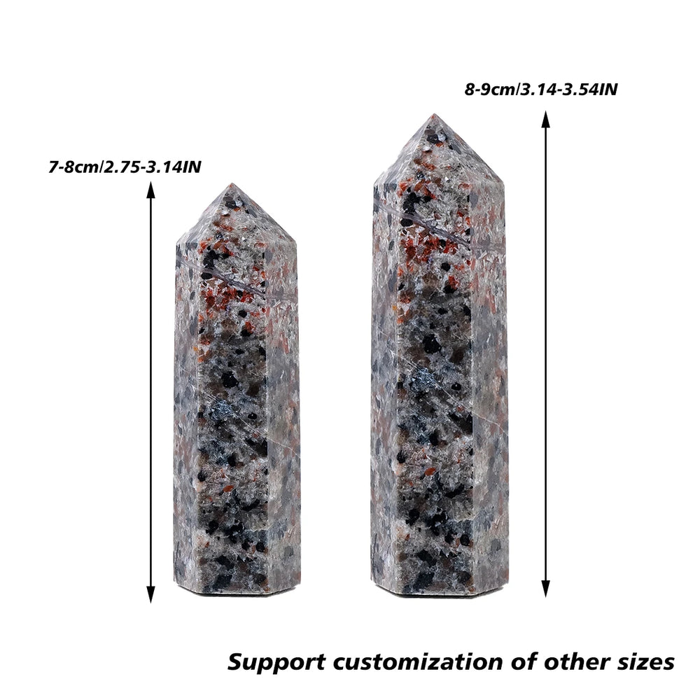 1PC Natural Healing Stones Crystal Yooperlite Flame Stone Point Hexagonal Prisms Healing Tower Wand For Decoration