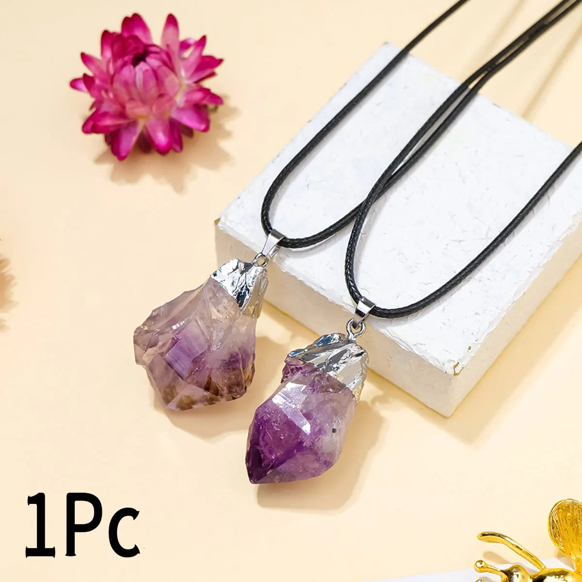 1PC Natural Irregular Amethyst Polished Rough Stones Pendant Natural Quartz Crystal Reiki Healing Gem Men's Necklace Gift