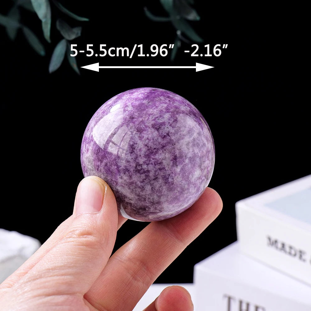 1PC Natural Lepidolite Crystal Ball Purple Quartz Healing Sphere Collection Specimen FengShui Home Decor