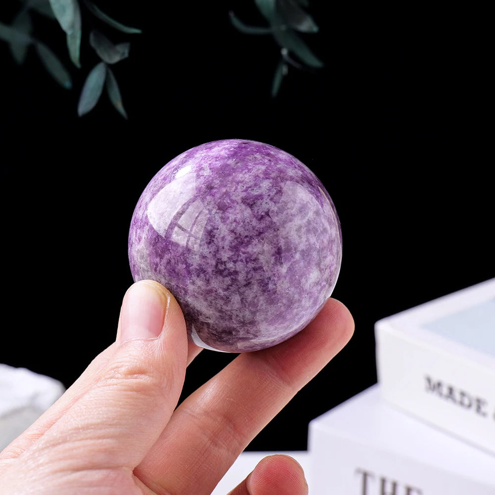 1PC Natural Lepidolite Crystal Ball Purple Quartz Healing Sphere Collection Specimen FengShui Home Decor