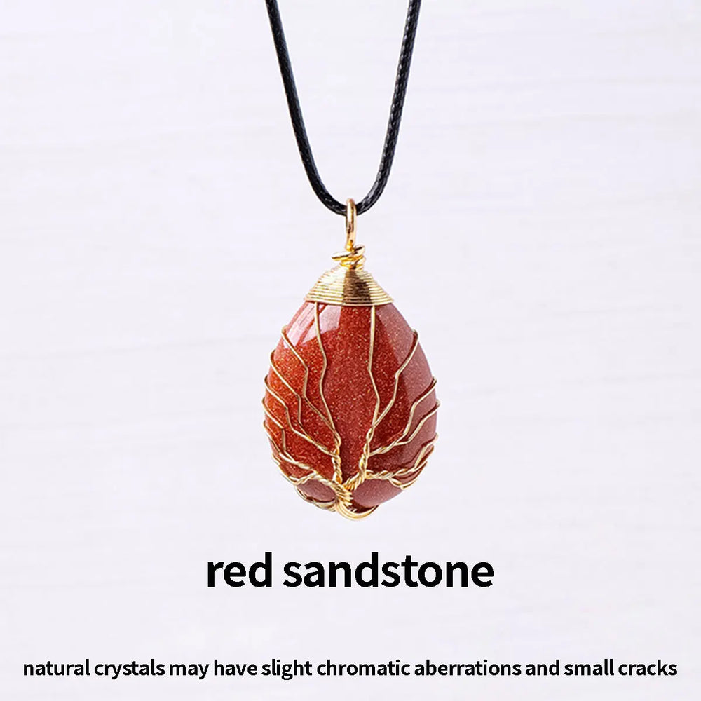 1PC Natural Life Tree Water droplet Shape Pendant Energy Necklace jewelry Reiki Beloved Female Mom Mother's Day