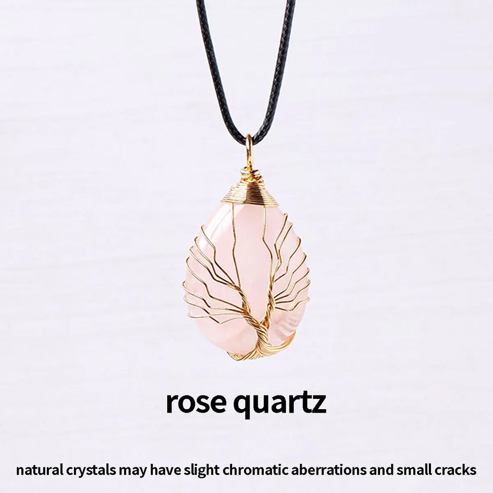 1PC Natural Life Tree Water droplet Shape Pendant Energy Necklace jewelry Reiki Beloved Female Mom Mother's Day