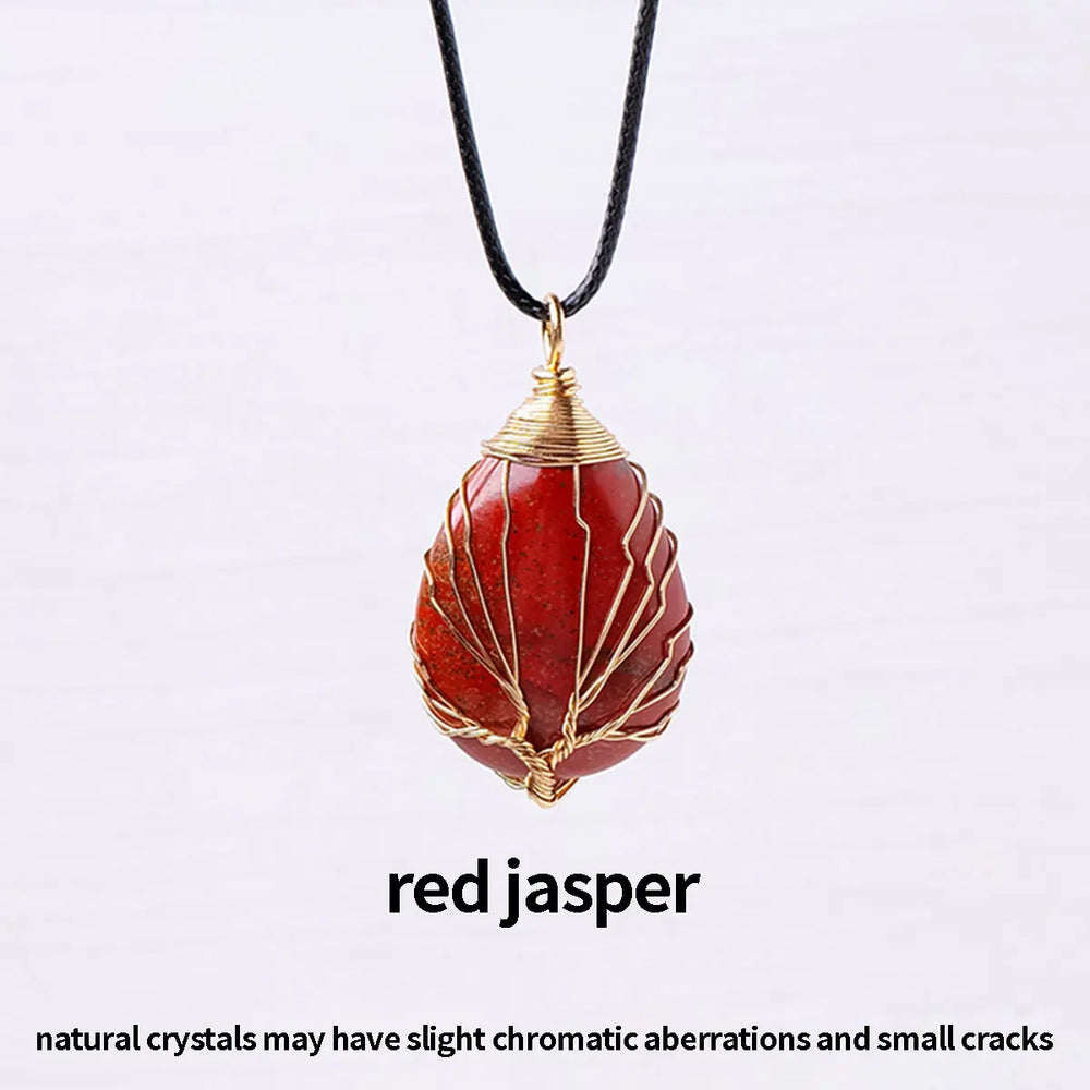 1PC Natural Life Tree Water droplet Shape Pendant Energy Necklace jewelry Reiki Beloved Female Mom Mother's Day