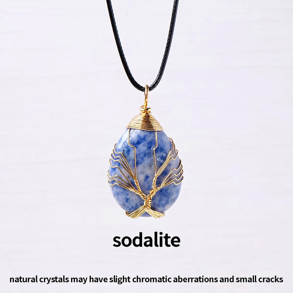 1PC Natural Life Tree Water droplet Shape Pendant Energy Necklace jewelry Reiki Beloved Female Mom Mother's Day