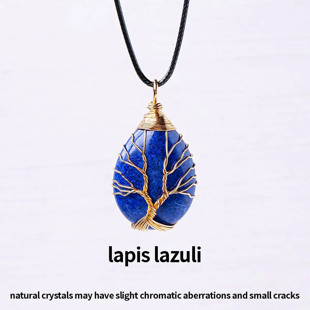 1PC Natural Life Tree Water droplet Shape Pendant Energy Necklace jewelry Reiki Beloved Female Mom Mother's Day