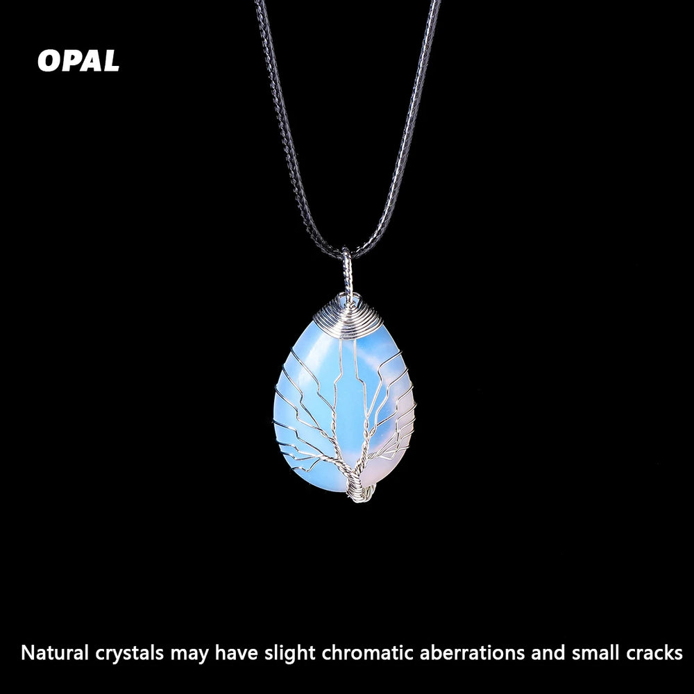 1PC Natural Life Tree Water droplet Shape Pendant Love Shape Energy Necklace jewelry Reiki Beloved Female Mom Mother's Day