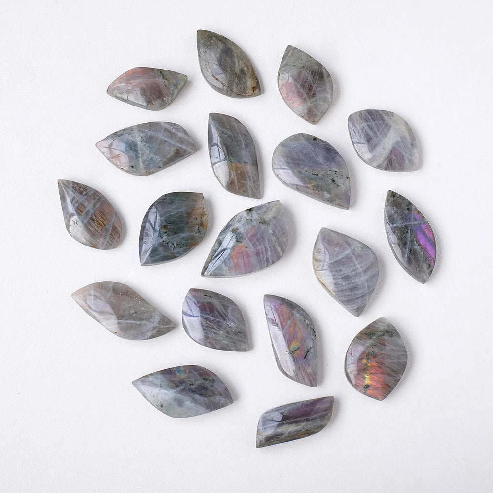 1PC Natural Moonstone Crystal Leaf Statue Purple Light Labradorite Crystal Healing Stone Home Decoration