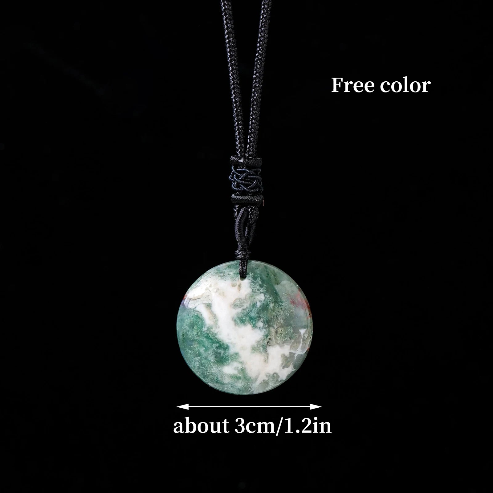 1PC Natural Moss Agate Round Pendant Crystal Original Reiki Healing Stone DIY Women's  Necklace Fashion Jewelry