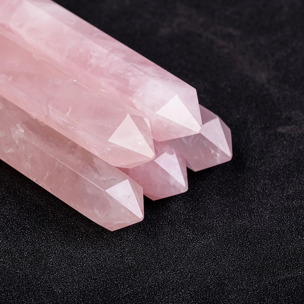 1PC Natural Pink Crystals Rose Quartz Healing Crystal Double Terminated Point Faceted Prism Reiki Stone Figurine