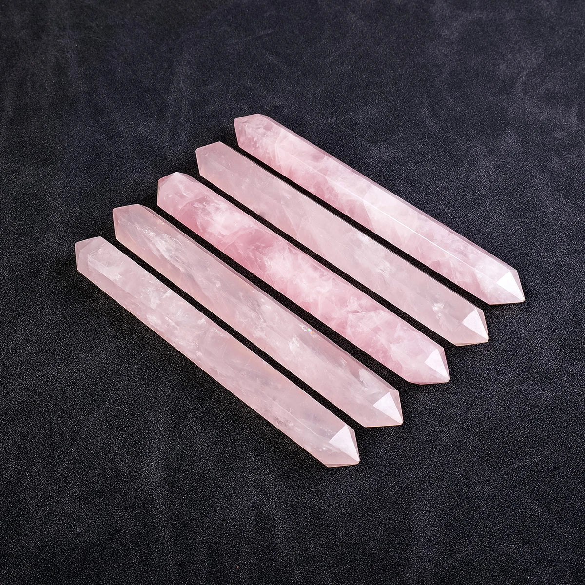 1PC Natural Pink Crystals Rose Quartz Healing Crystal Double Terminated Point Faceted Prism Reiki Stone Figurine