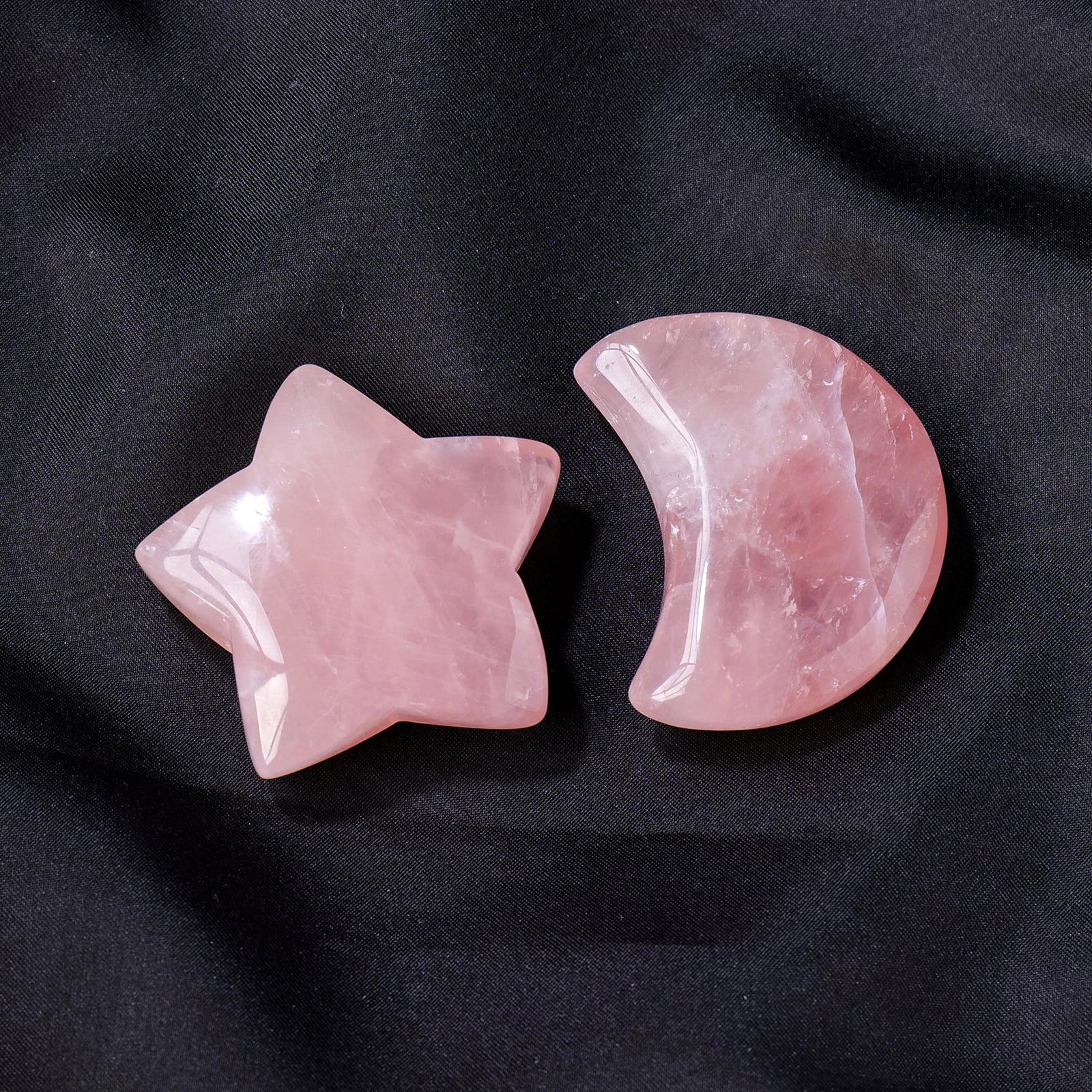 1PC Natural Pink Quartz Gemstone Rose Quartz Star And Moon Ornament Crystal Crafts Table Decorations Healing Stone  Gift