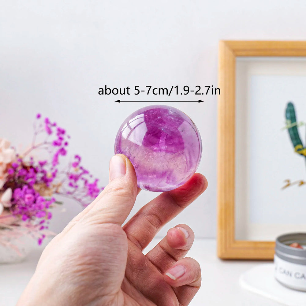 1PC Natural Purple Fluorite Ball Divination Crystal Ball Aura Healing Gem Energy Crystal Home Desktop Decoration