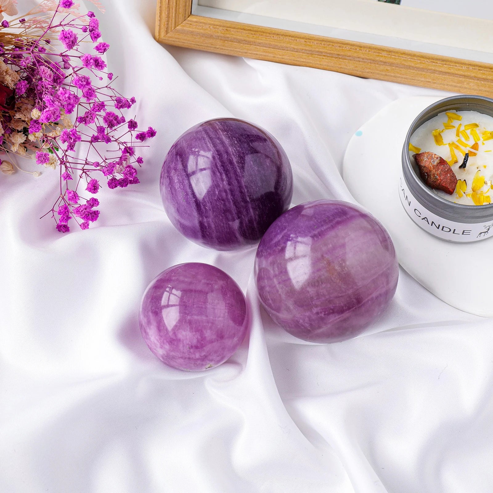 1PC Natural Purple Fluorite Ball Divination Crystal Ball Aura Healing Gem Energy Crystal Home Desktop Decoration