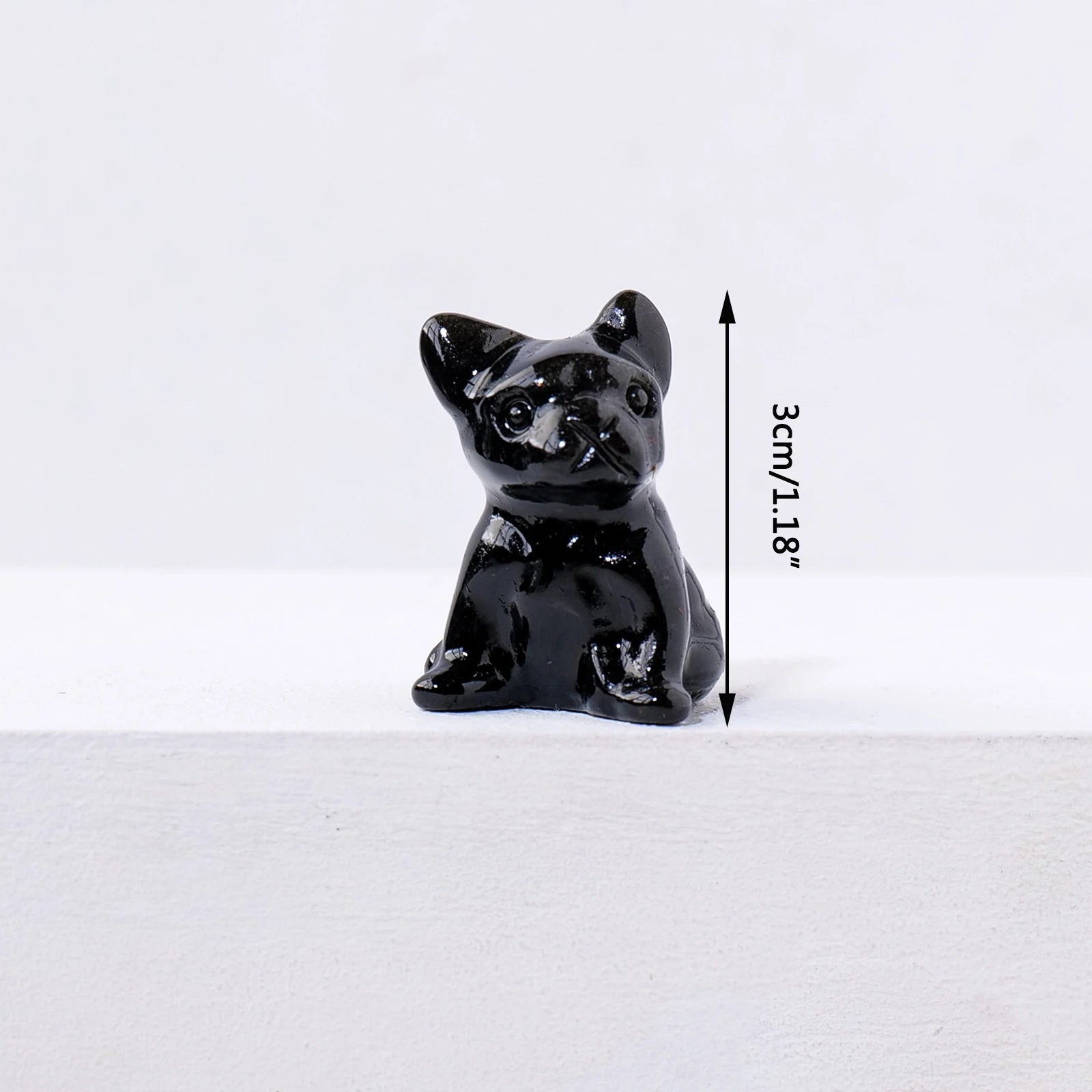 1PC Natural Quartz French Dou Dog Carving Crystal Animal Figurines Children's Gift Decorative Decorations