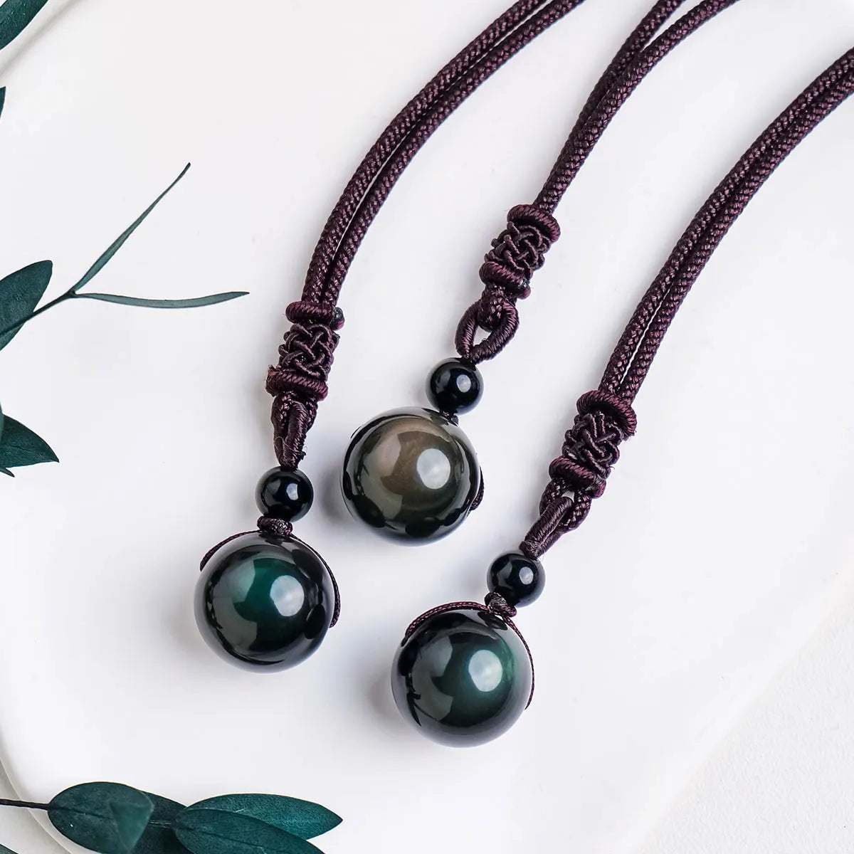 1PC Natural Rainbow Eye Obsidian Crystal Ball Pendants Energy Necklace Accessories Men's jewelry Gifts