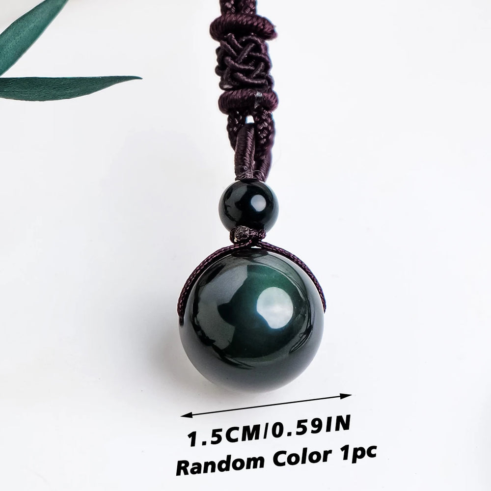 1PC Natural Rainbow Eye Obsidian Crystal Ball Pendants Energy Necklace Accessories Men's jewelry Gifts