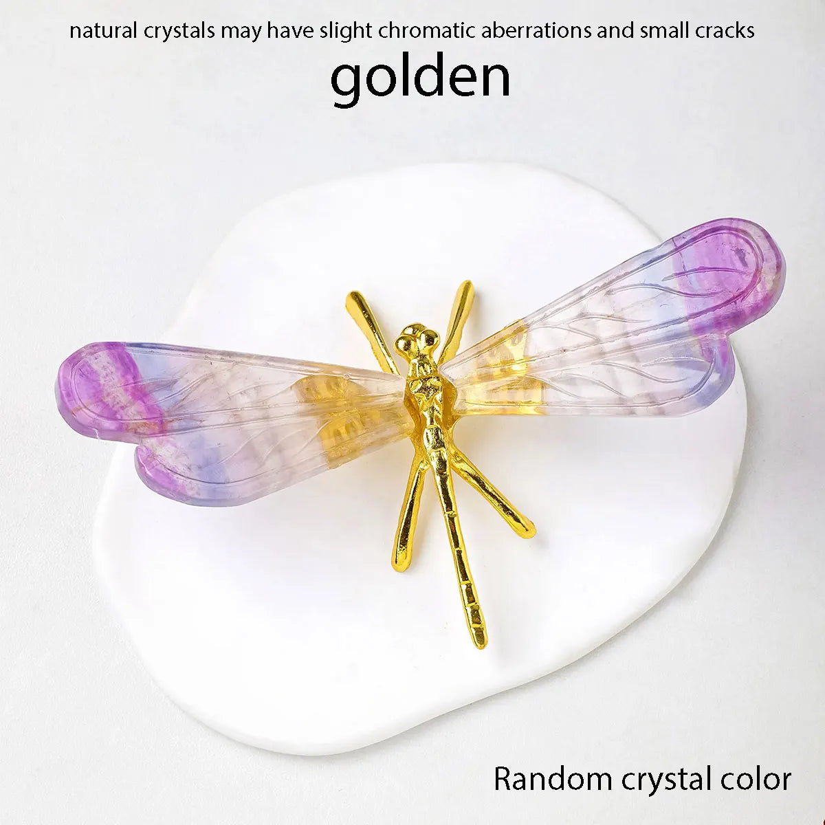 1PC Natural Rainbow Fluorite Dragonfly Statue Crystal Stone Carving Gemstone Crafts Decoration Home Decoration Gifts