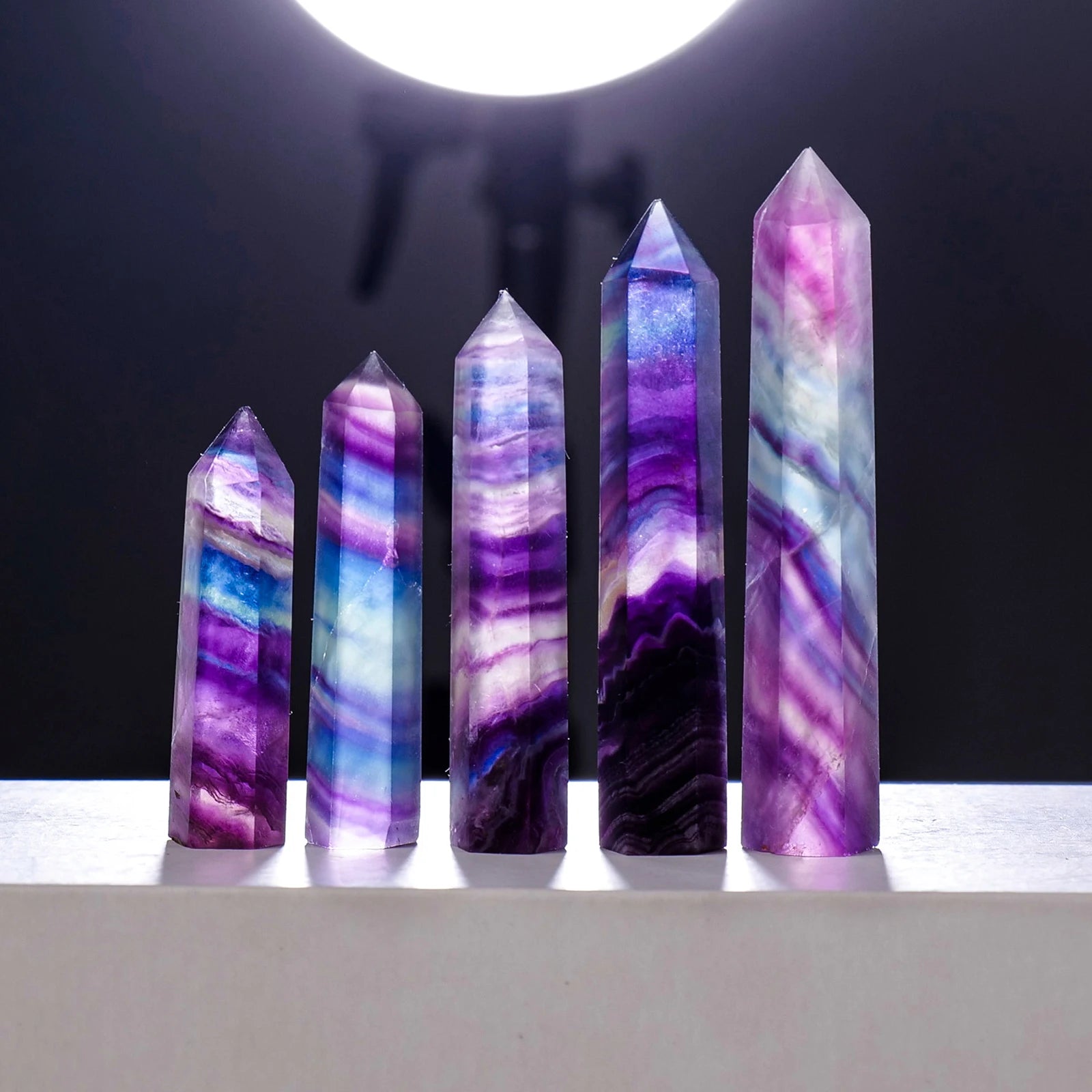 1PC Natural Rainbow Fluorite Obelisk Stripe Fluorite Wand Raw Healing Gemstone Polished Crystal Point Gift