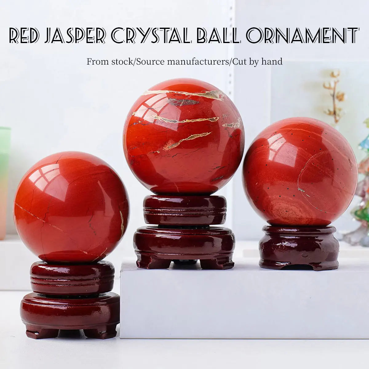 1PC Natural Red Jasper Crystal Ball Yoga Healing Meditation Energy Collection Stone Home Feng Shui Decoration