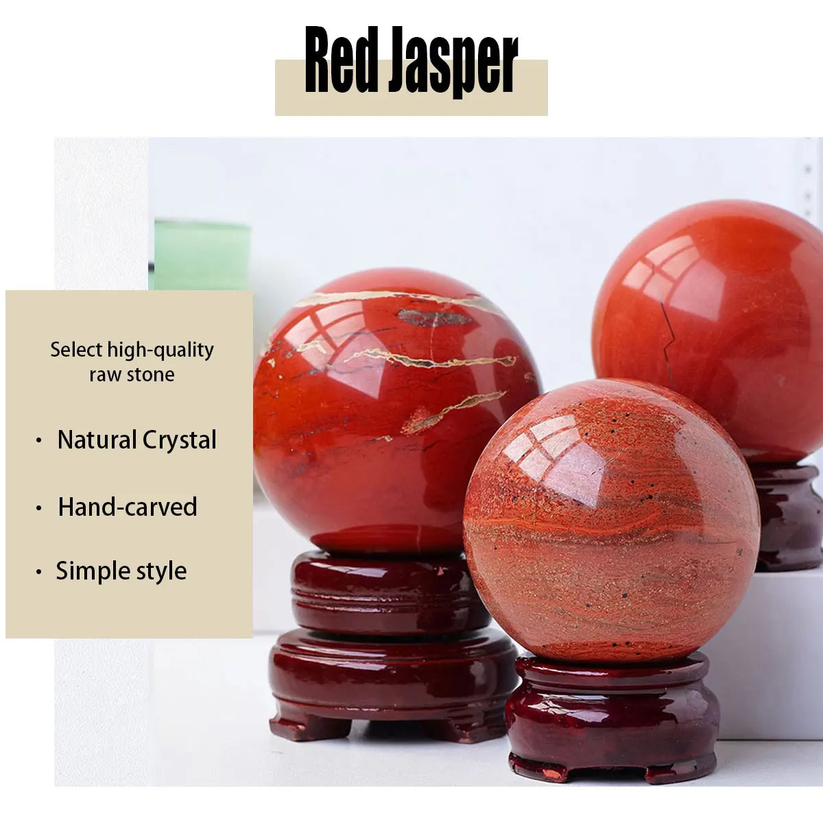 1PC Natural Red Jasper Crystal Ball Yoga Healing Meditation Energy Collection Stone Home Feng Shui Decoration