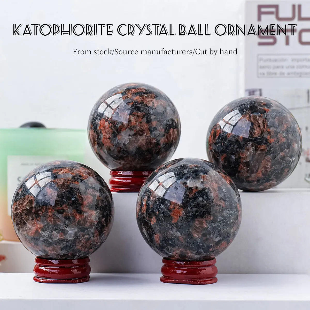 1PC Natural Red Katophorite Crystal Ball Hand Grinding And Polishing Home Decoration Ornaments Feng Shui Marble Magic Gifts