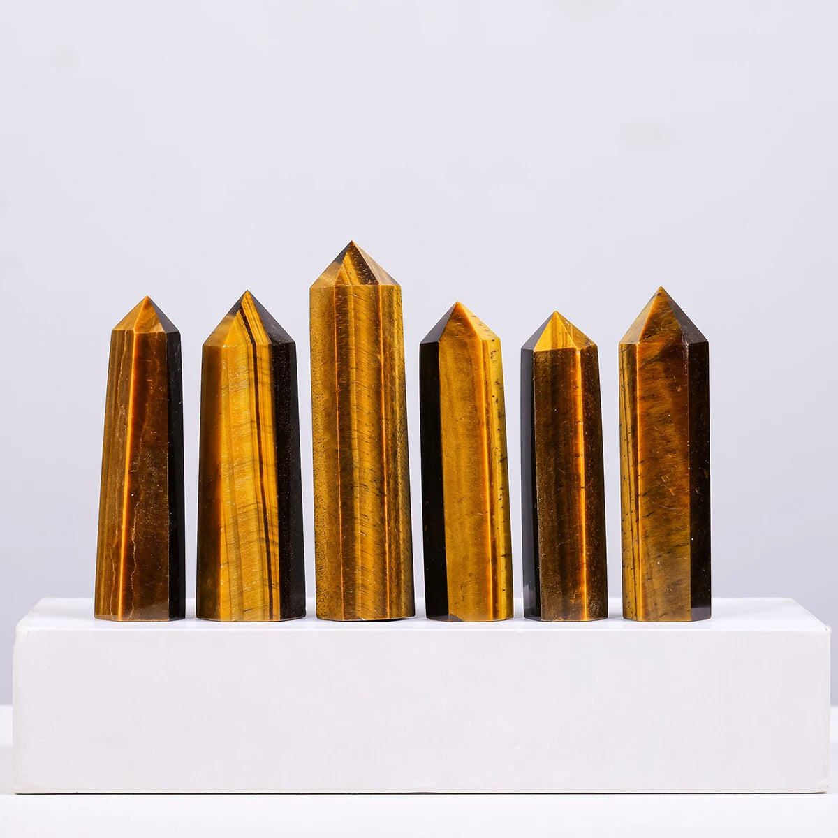 1PC  Natural Reiki Energy Wand Stone Yellow Tiger eye Hexagonal Point Gemstones for Meditation Therapy Crystal Grid Decoration