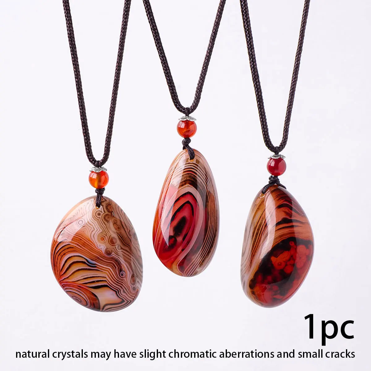 1PC Natural Sardonyx Agate  Pendant Necklaces Men Energy Quartz Necklaces Stones Ornament Send Random