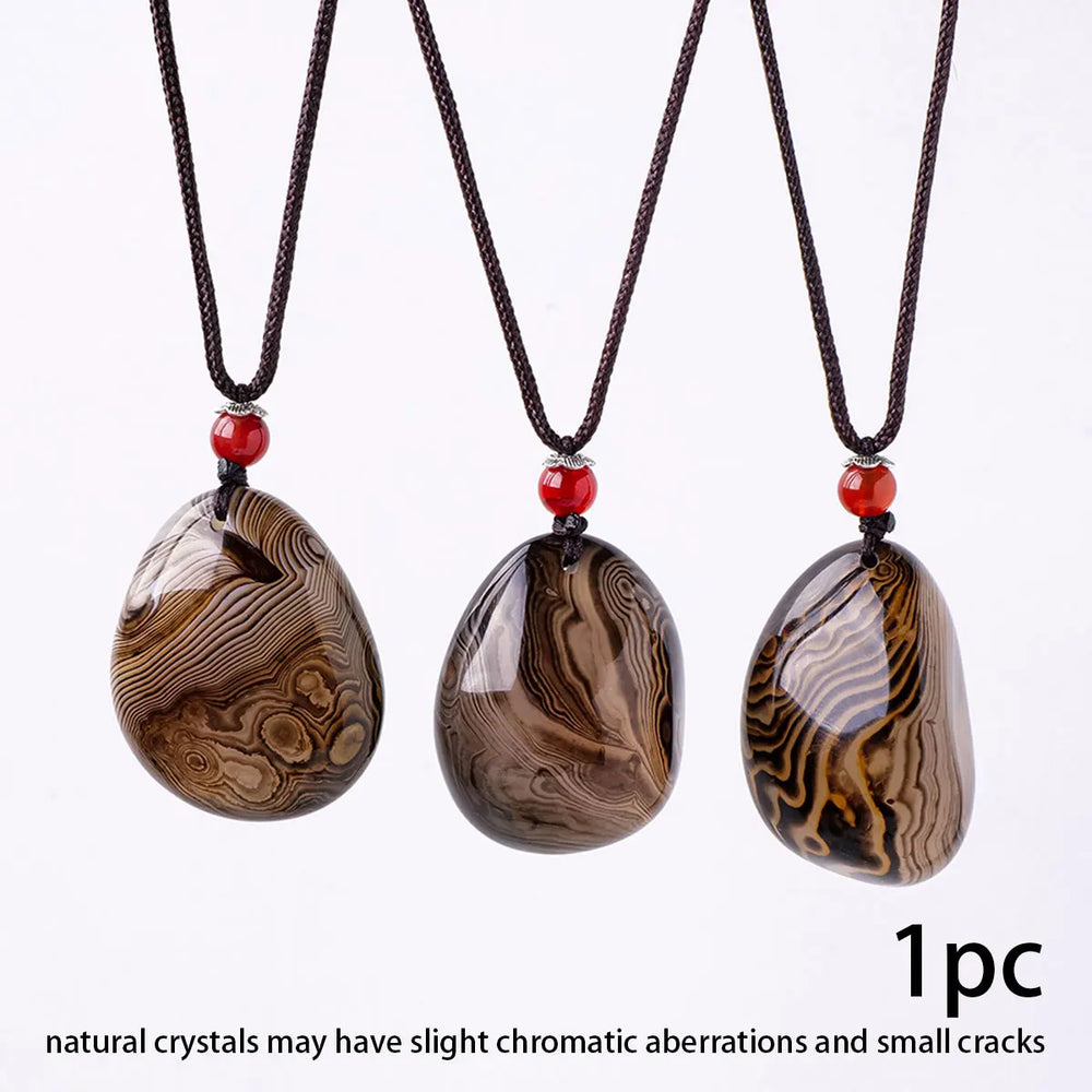 1PC Natural Sardonyx Agate  Pendant Necklaces Men Energy Quartz Necklaces Stones Ornament Send Random