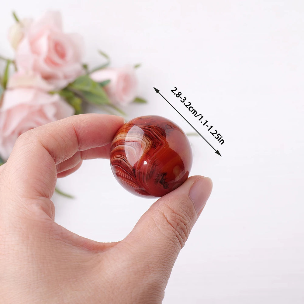 1PC Natural Sardonyx Crystal Ball Hand Ornament Red Agate Ball Reiki Energy Quartz Mineral Collection Home Decoration Gifts