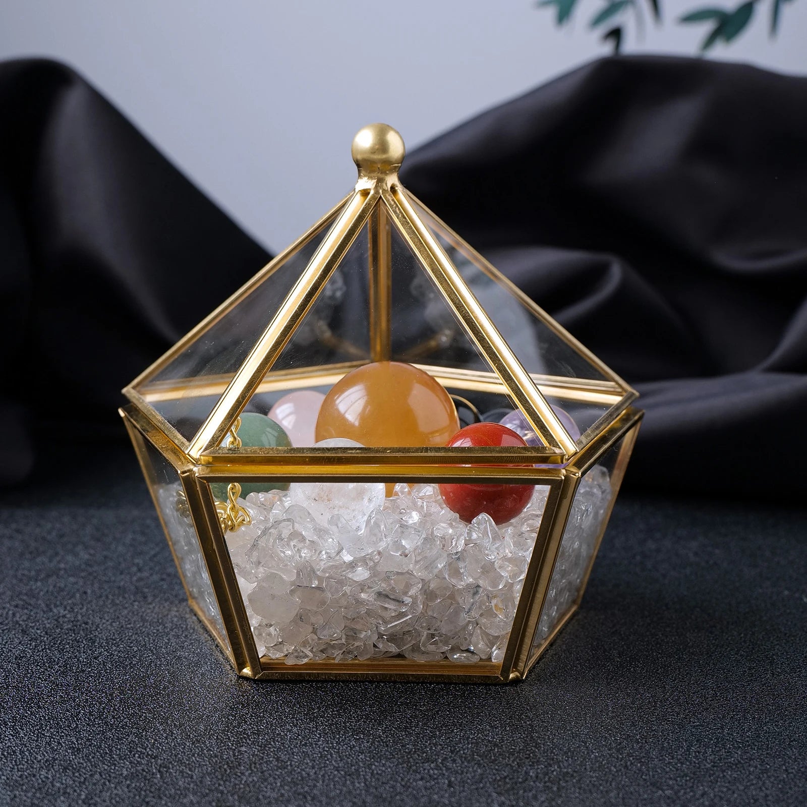 1PC Natural Seven Star Array Crystal Ball Glass Room Demagnetization Bowl Clear Quartz Meditation Gravel Storage Box