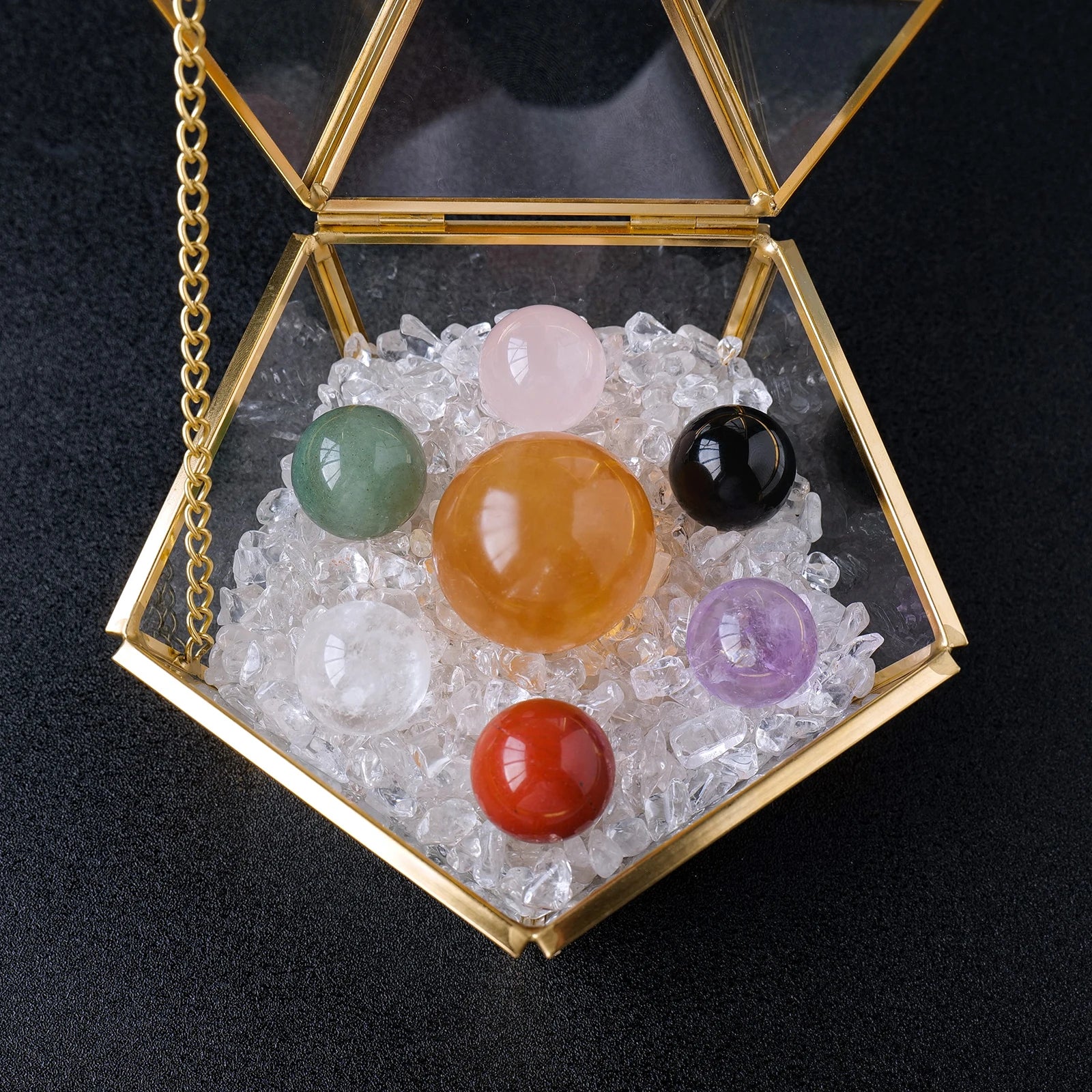 1PC Natural Seven Star Array Crystal Ball Glass Room Demagnetization Bowl Clear Quartz Meditation Gravel Storage Box