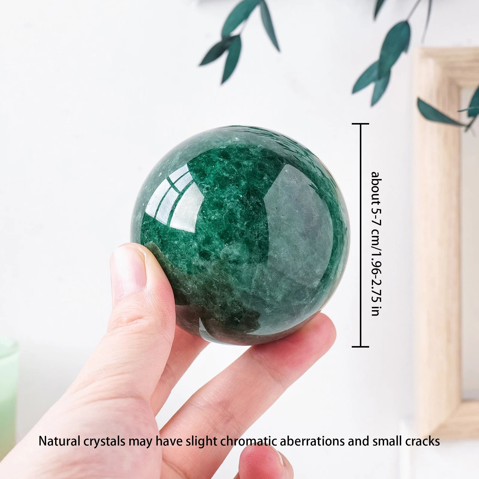 1PC Natural Stone Green Strawberry Quartz ball Crystal Sphere Healing Gemstone FengShui Home Decor With base