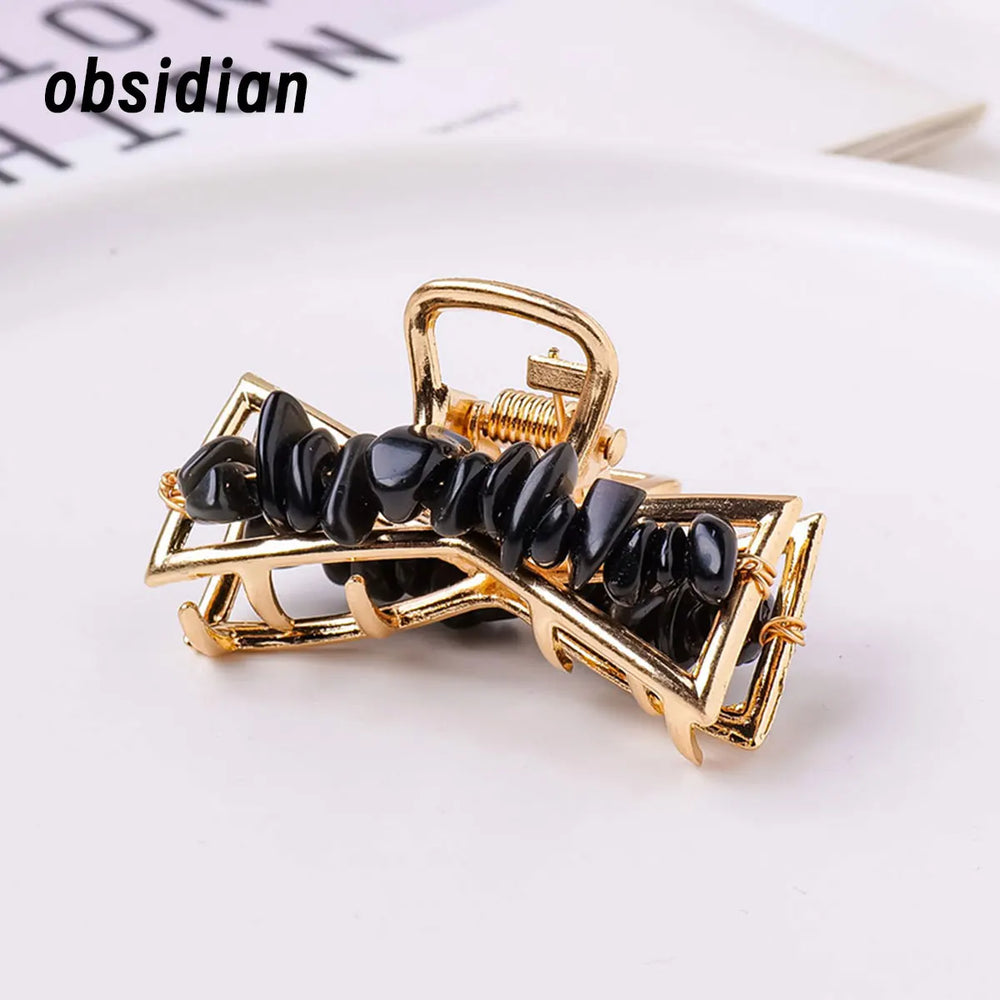 1PC Natural Stone Hair Accessories DIY Handmade Crystal Health Energy Macadam Decoration Crystal Hairpin Children's Day Gifts