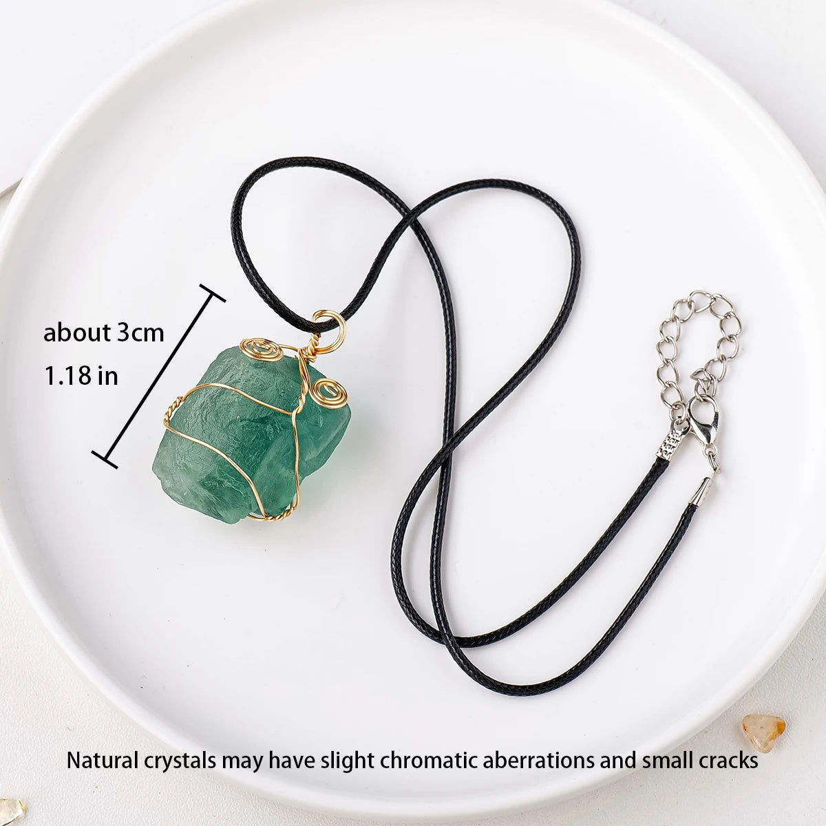 1PC Natural Stone Raw Ore Green Fluorite Rose Quartz Gemstone Pendant Rough Necklace Jewelry Accessories