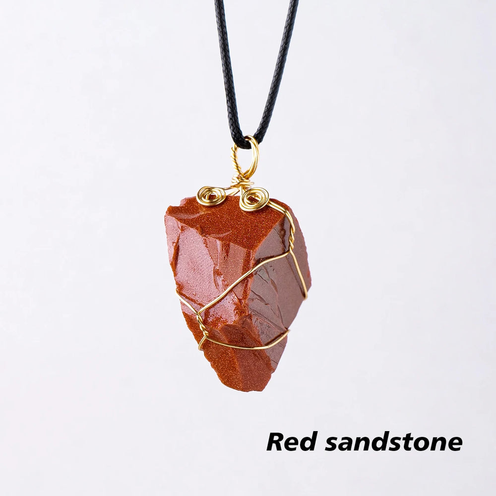 1PC Natural Stone Raw Ore Green Fluorite Rose Quartz Gemstone Pendant Rough Necklace Jewelry Accessories