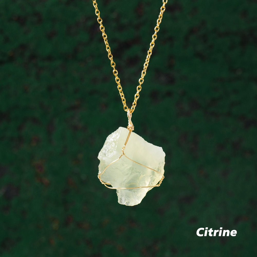 1PC Natural Stone Raw Ore Green Fluorite Rose Quartz Gemstone Pendant Rough Necklace Jewelry Accessories