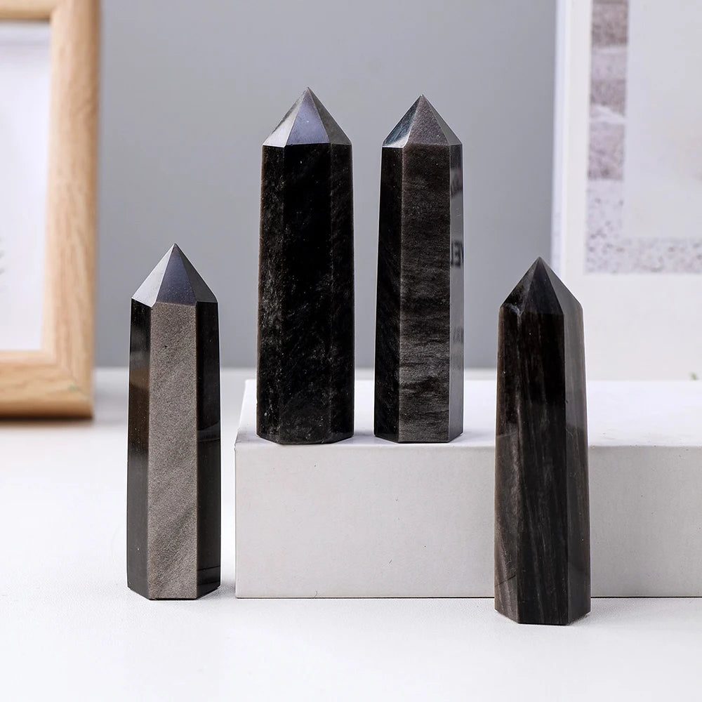 1PC Natural Stones Golden Obsidian Crystal Point  Home Decoration Mineral Stones Crafts Room Aquarium Decor