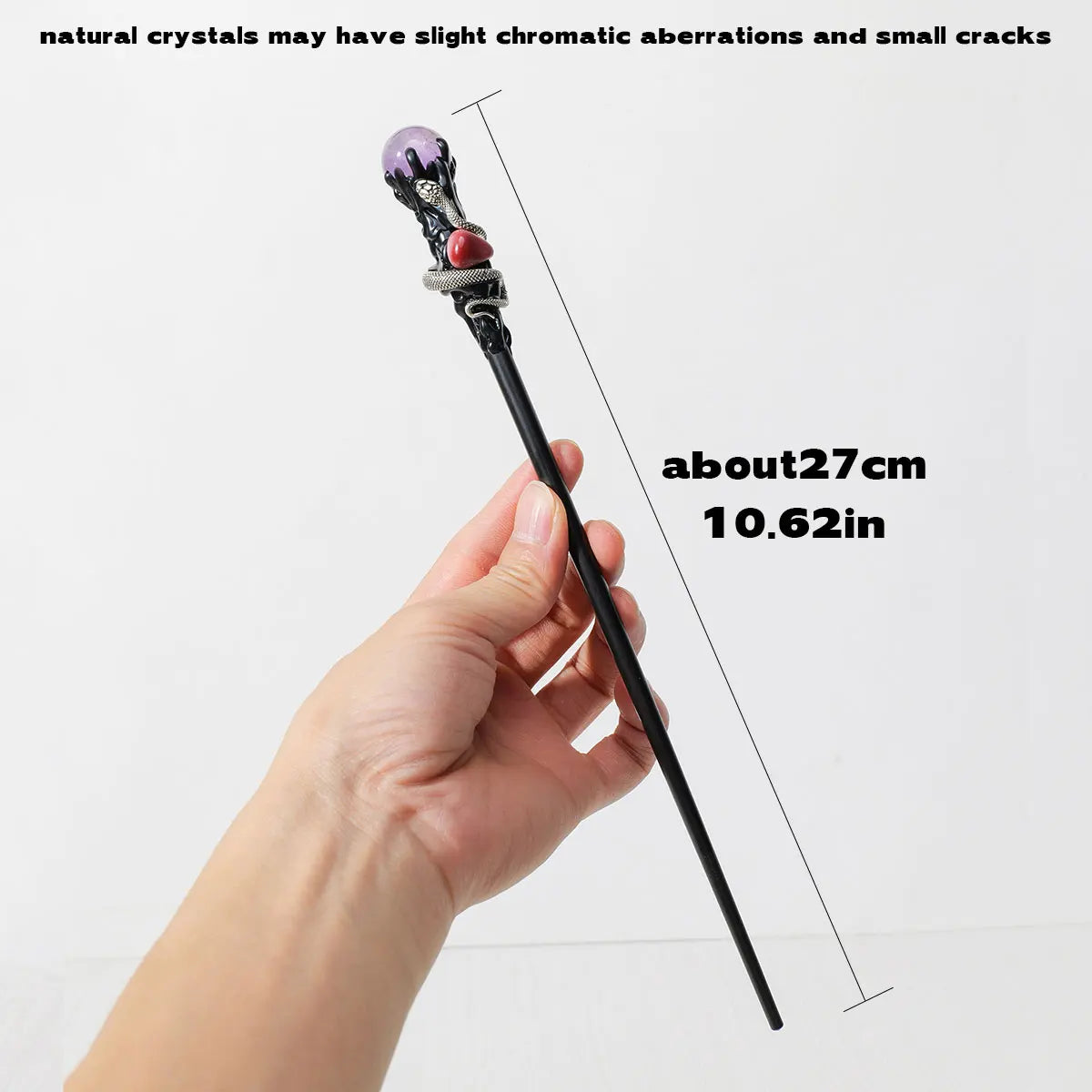 1PC Natural Stones Magic Scepter Crystal Ball Fairy Lucky Divination Tumble Stone Gem Scepter Fairy Magic Stick Decorative Wand