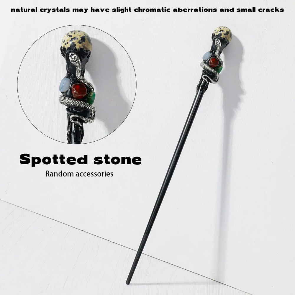 1PC Natural Stones Magic Scepter Crystal Ball Fairy Lucky Divination Tumble Stone Gem Scepter Fairy Magic Stick Decorative Wand