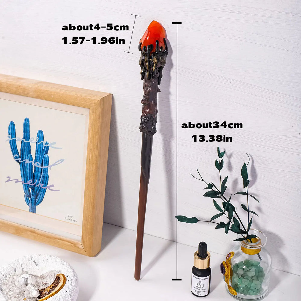 1PC Natural Stones Magic Scepter carnelian Fairy Lucky Divination Flame Gem Scepter Fairy Magic Stick Decorative Wand